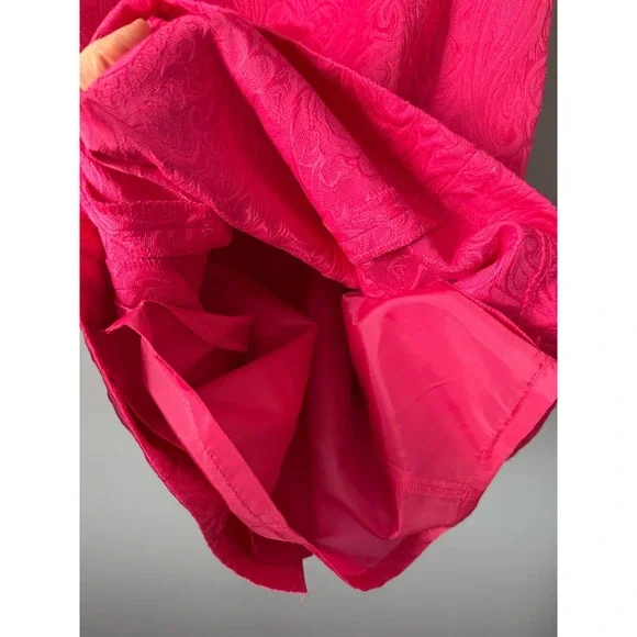 Talbot's Sleeveless Bright Pink Jacquard Zipper Back Sheath Dress Size 6 Petites - Picture 4 of 8